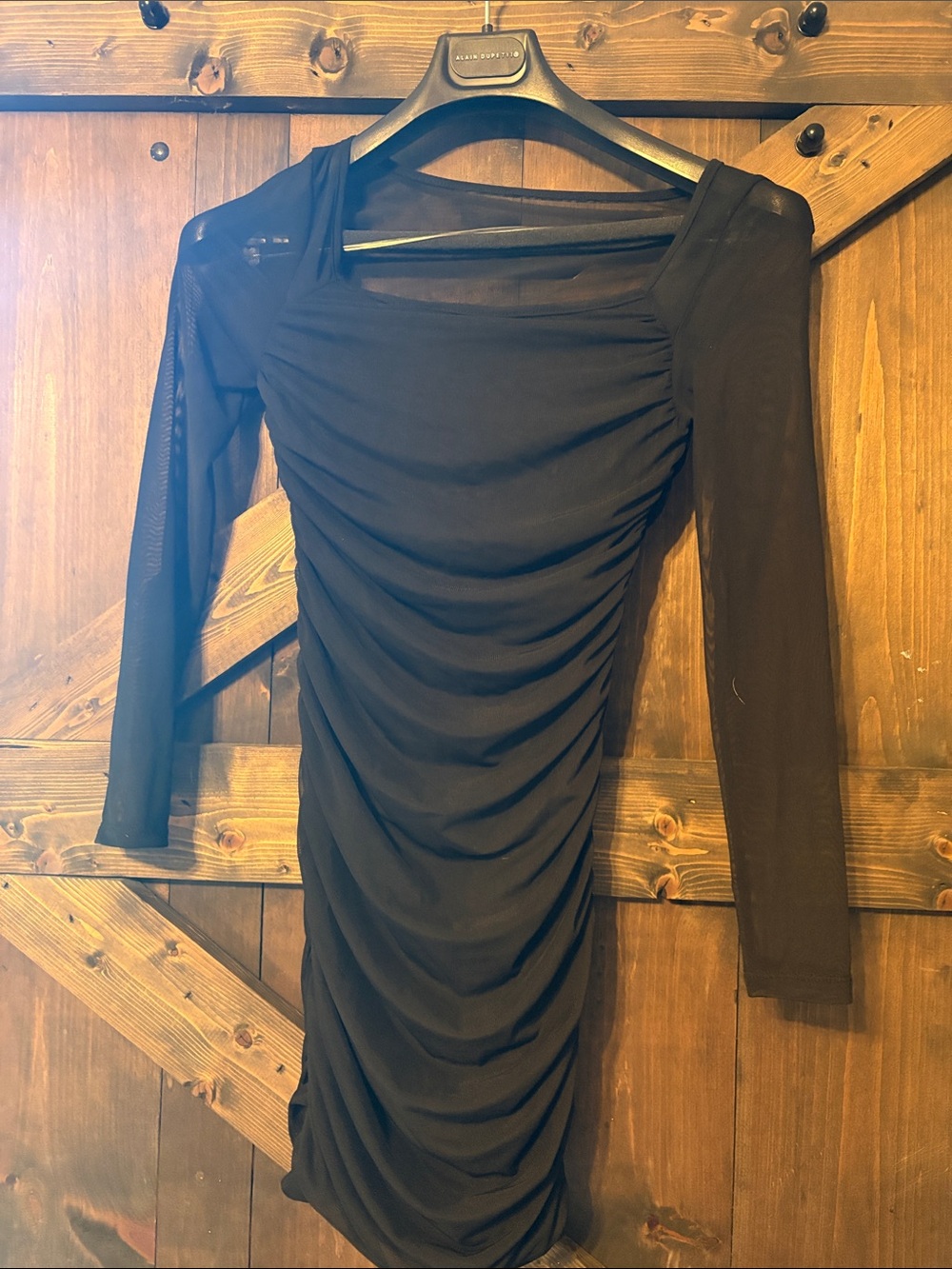 Black Ruched Long Sleeve kids juniors Dress